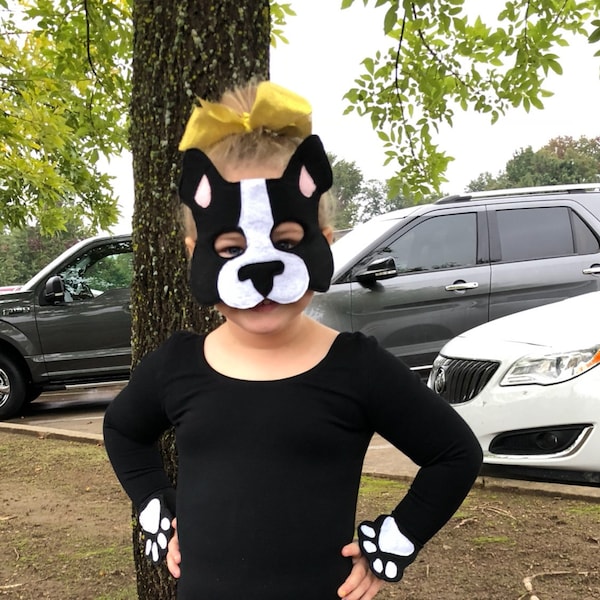 Dog Costume Set - Dog Mask - Boston Terrier Costume - Dog Paws - Boston ...