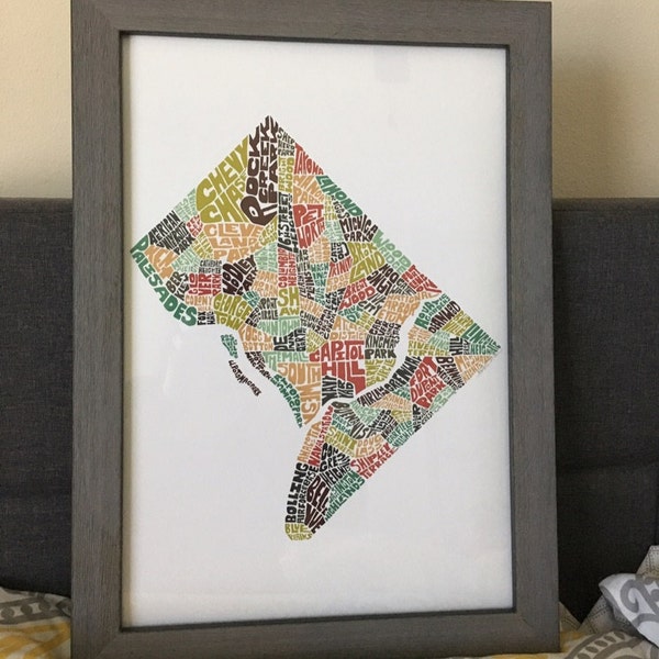 Washington DC Neighborhood Map Print, Signed Print of My Original Hand ...