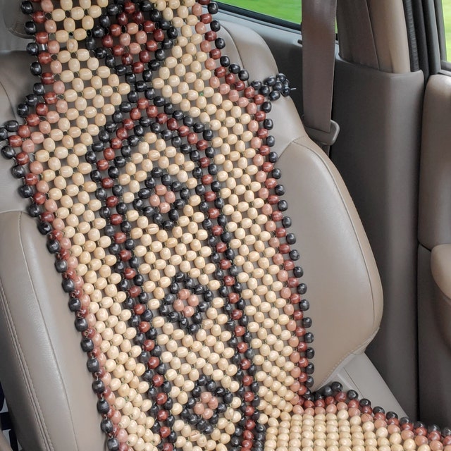 PAIR Car Seat Cover With HEADREST for Car Beaded Massager Wood Cover Cape  Wooden Back Buttocks Roller Massager Massage Beads Gift Husband 