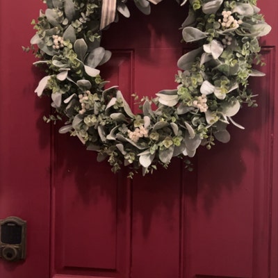 Year Round Lambs Ear Wreath, Modern Farmhouse Eucalyptus Wreath ...