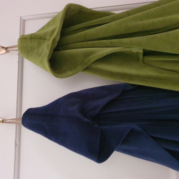 Organic Cotton Reversible Dressing Gown Robe - Blue Checkers main image 0