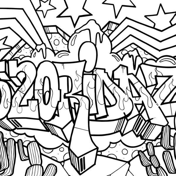 DOWNLOADABLE - Personalized Graffiti Coloring Page - Etsy