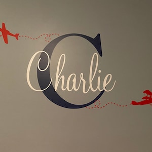 Personalized Name Airplane Wall Decal - Custom Name Airplane Wall ...