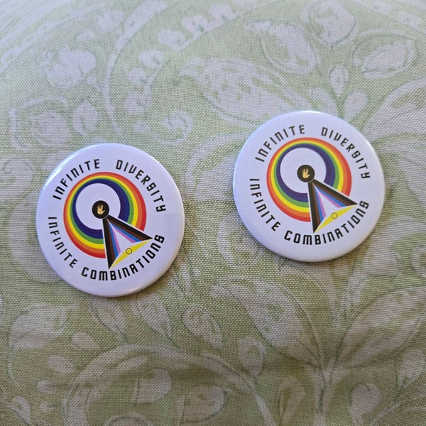 Star Trek IDIC Pride Button Pin With Text - Infinite Diversity in ...