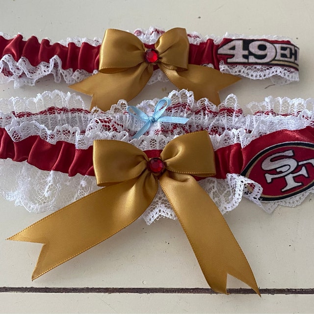 San Francisco 49ers Inspired Wedding Garter Belt Toss or Set w/ White Lace