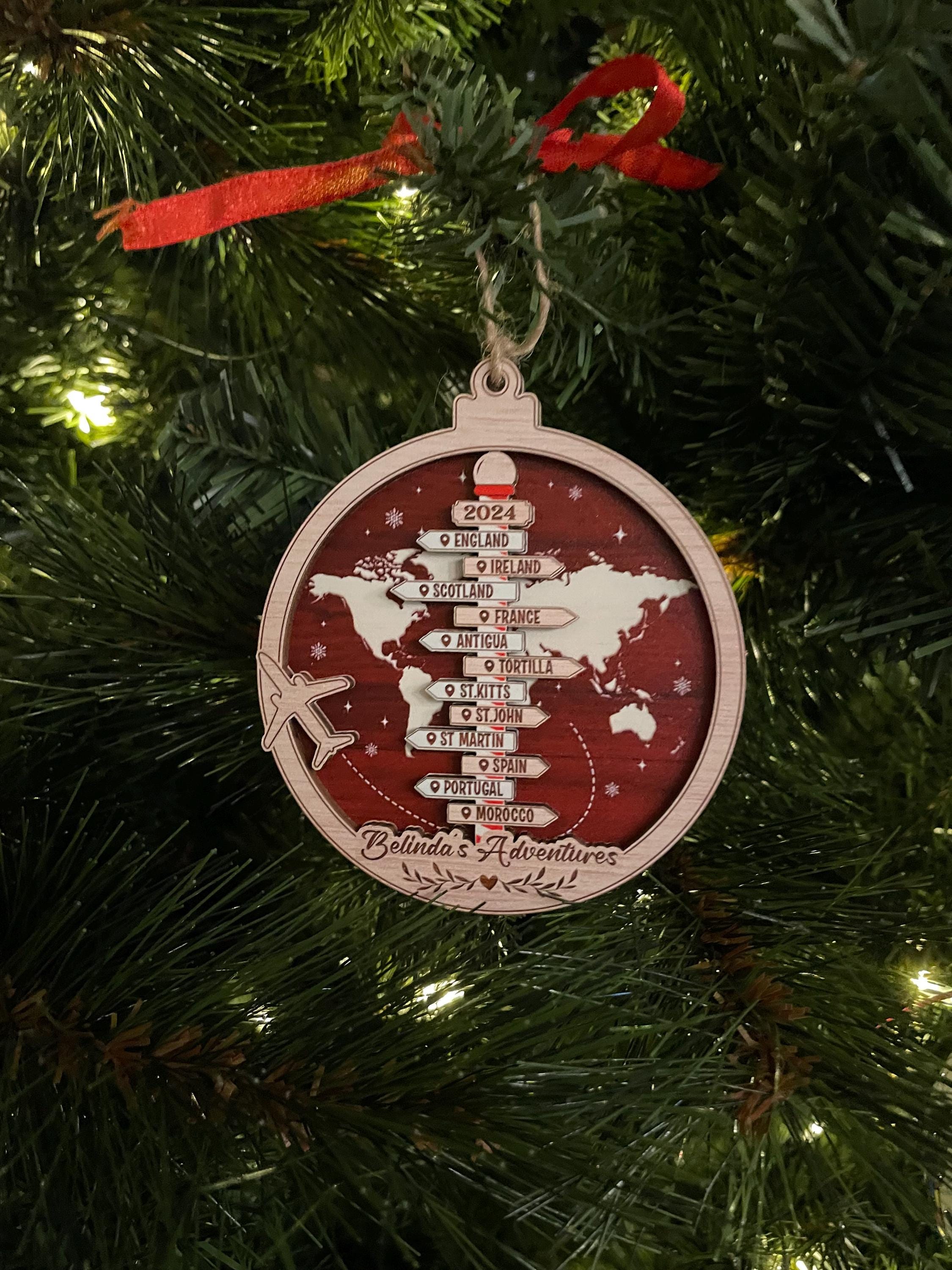 Personalized Travel Adventure Ornament, Custom Traveling Destination Ornament, Couple Traveling Destination, Travel Gift, Christmas Gift