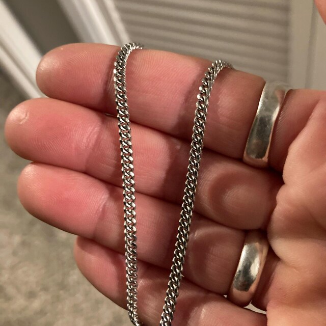 925 Sterling Sliver Miami Cuban Chain, Silver Rhodium Curb 925 Sterling Sliver Miami Cuban Chain, Silver Rhodium Curb