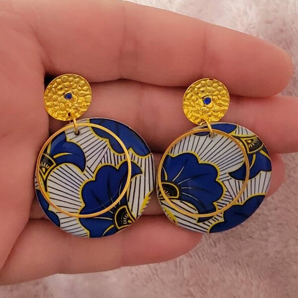 Boucles D'oreilles Pendantes Ethniques Dorées - Laiton Plaqué Or Rose - Neuf Sans Emballage