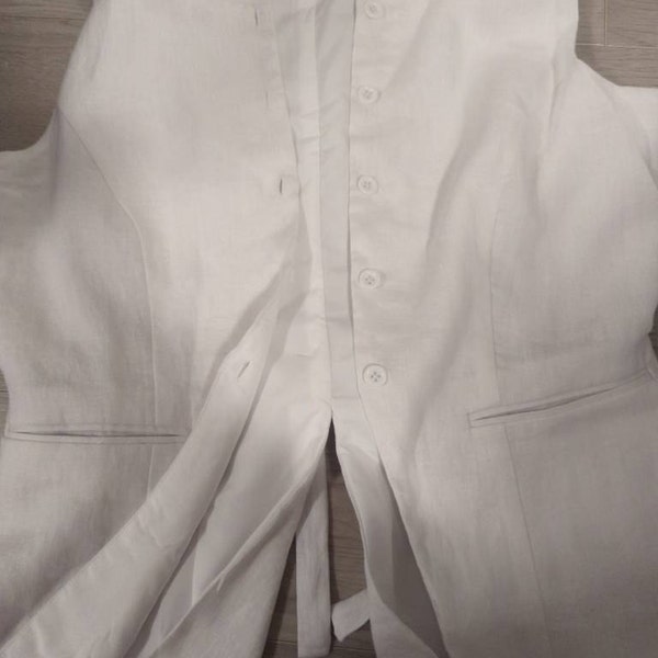 Linen Vest & Wide-Leg Pants Set