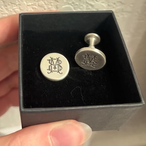 Boutons De Manchette (cufflinks) En Argent Sterling Vintage - Initiales E. W. M. - Occasion Bon état