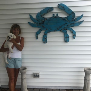 Large Crab White Wooden Wall Decor | Caron's Beach House