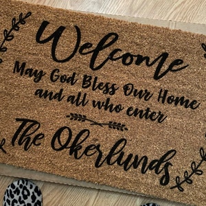 May God Bless Our Home V2 Custom Door Mat Personalized Doormat Housewarming  Gift Front Door Mat Closing Gift Gift From Realtor 