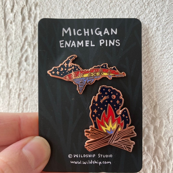 Michigan State Enamel Pin SET of TWO - Lapel Pins - Badges - Etsy