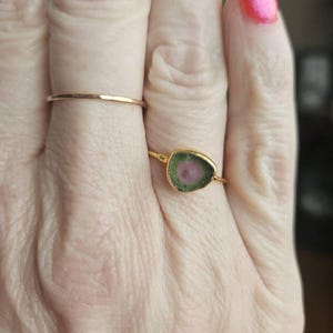 Customer photo from Kfife73, Raw Watermelon Tourmaline Slice Ring
