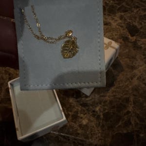 Customer photo, Monstera Leaf Necklace