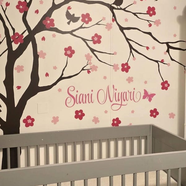 Personalized Name Wall Decal Girl Monogram Initial Fancy Cursive Name ...