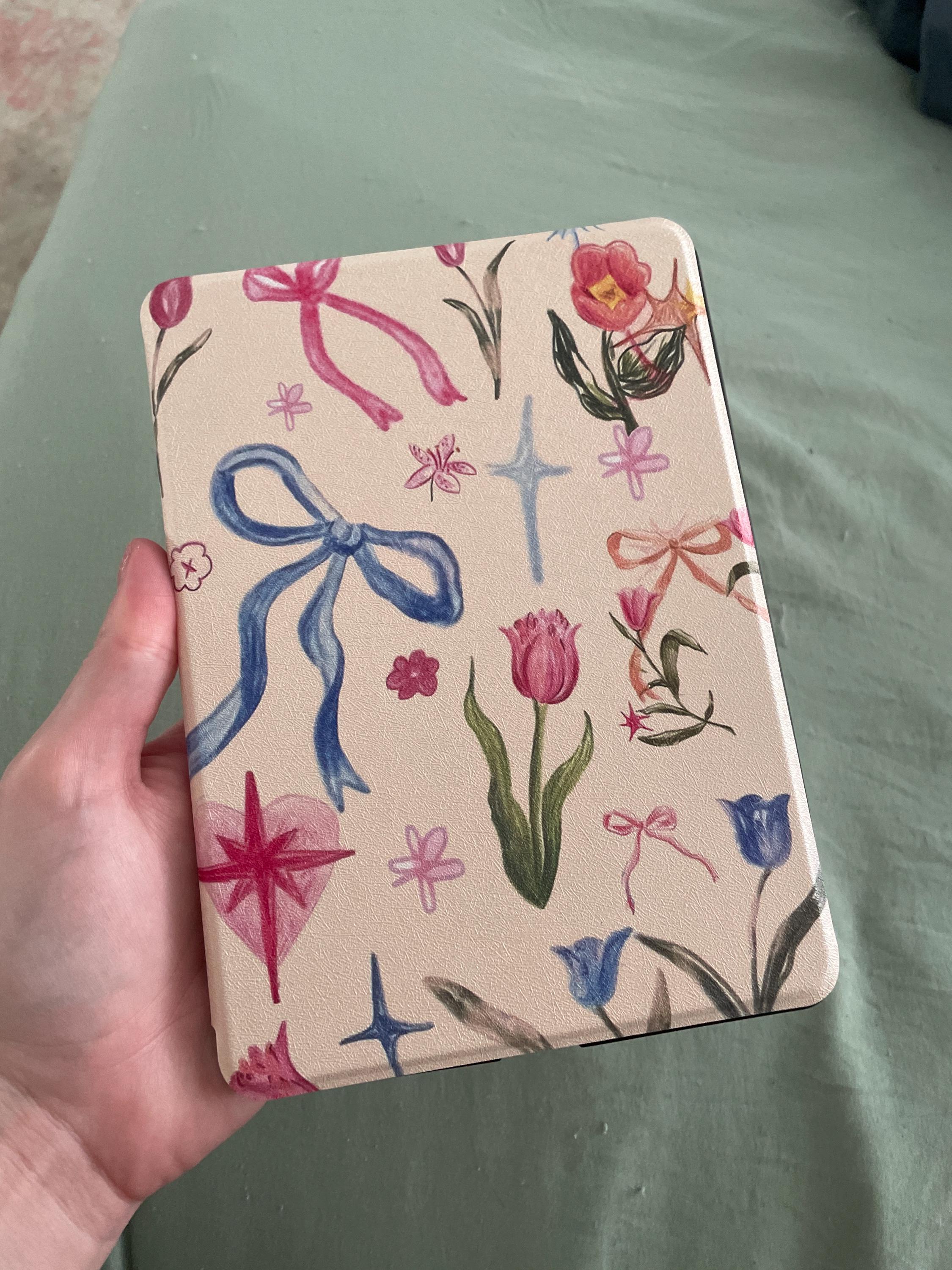 Cute Bowknot Tulip Kindle Case With Hand Strap,kindle 6&#39;&#39;/6.8&#39;&#39;/7&quot; case,Kindle paperwhite 12th/11th/10th case,Kindle 12/11/10,Kindle 2024
