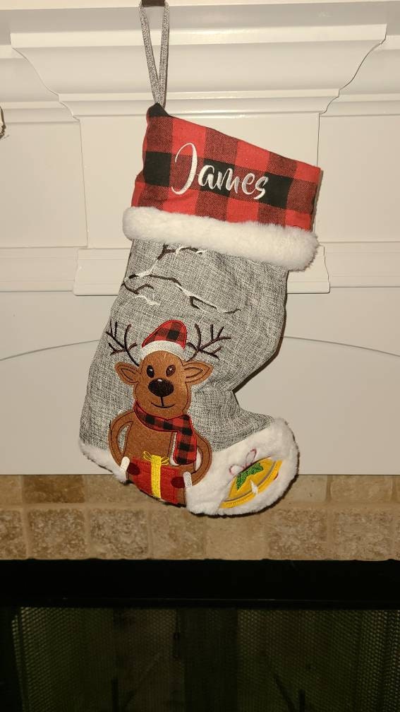 Christmas Stockings Personalized Holiday Stockings for Family Stockings Buffalo Plaid Stocking Embroidered Name Stockings for Christmas Gift