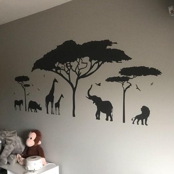 African Safari Wall Decal - Zoo Wall Decal, African Decal, Nature Wall ...
