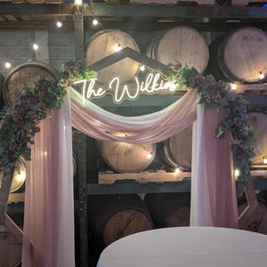 Mauve Rose Wedding Arch Flowers: Eucalyptus Garland Backdrop