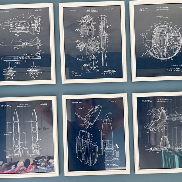 Vintage NASA Space Exploration Patent Prints, 6 Unframed Photos, Wall ...