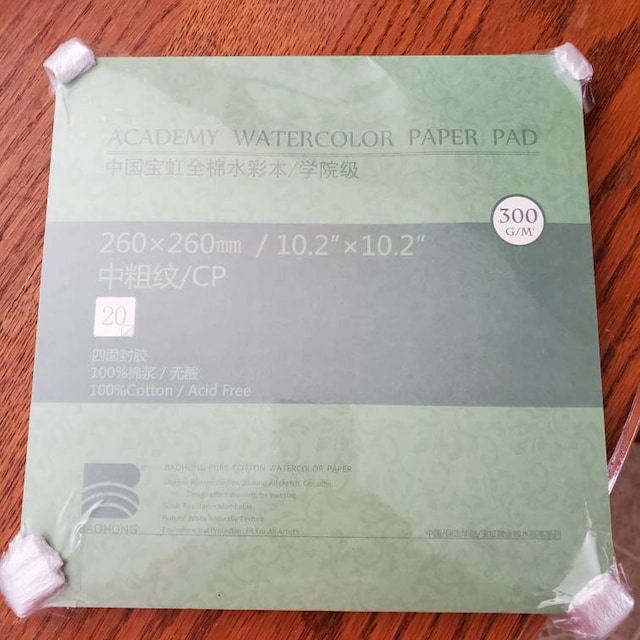 Baohong Watercolor Paper Pad 300GSM / Cold Press 260 x 260mm Water