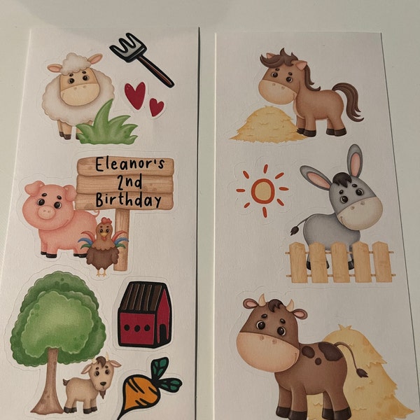 Farm Animal Birthday Party Favor Stickers, Barnyard Party, Farm Themed ...