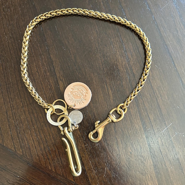 Handmade Vintage Solid Brass Wallet Chain With Fish Hook,single Link ...
