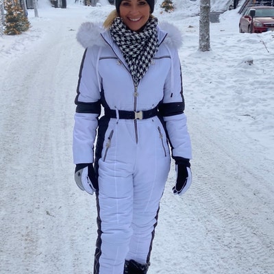 Women Ski Jumpsuit White With Black Ski Jumpsuit for Winter ...