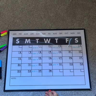Reusable Printable Calendar Template, Large Frameable Calendar, Fill in Monthly Planner ...