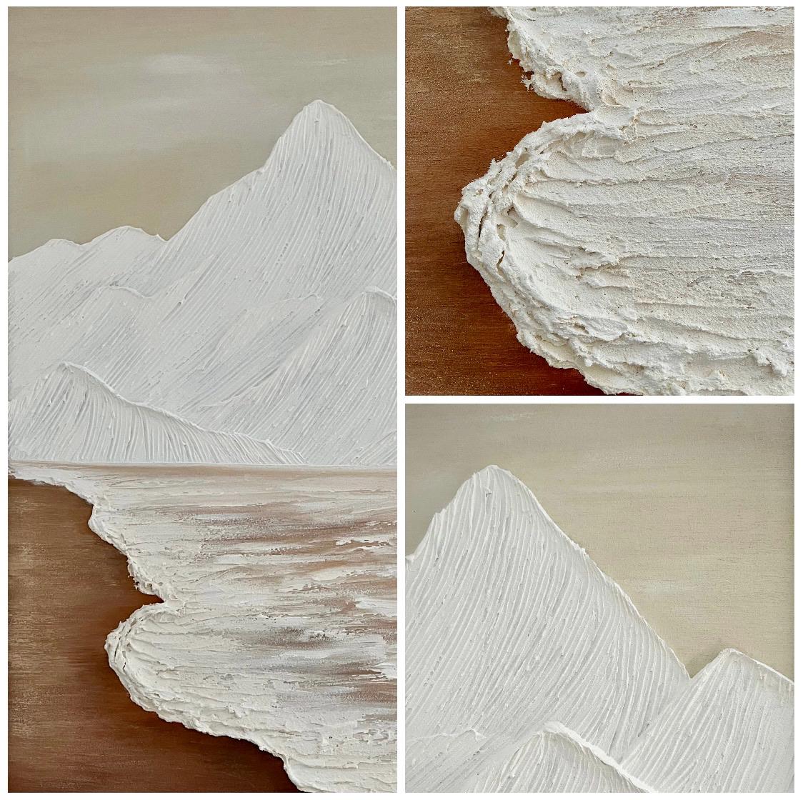 3DTextured Original abstract painting on canvas Large Ocean Wall Art Beach Painting personalized gift Earth Tone Wave wall Decor Living Room