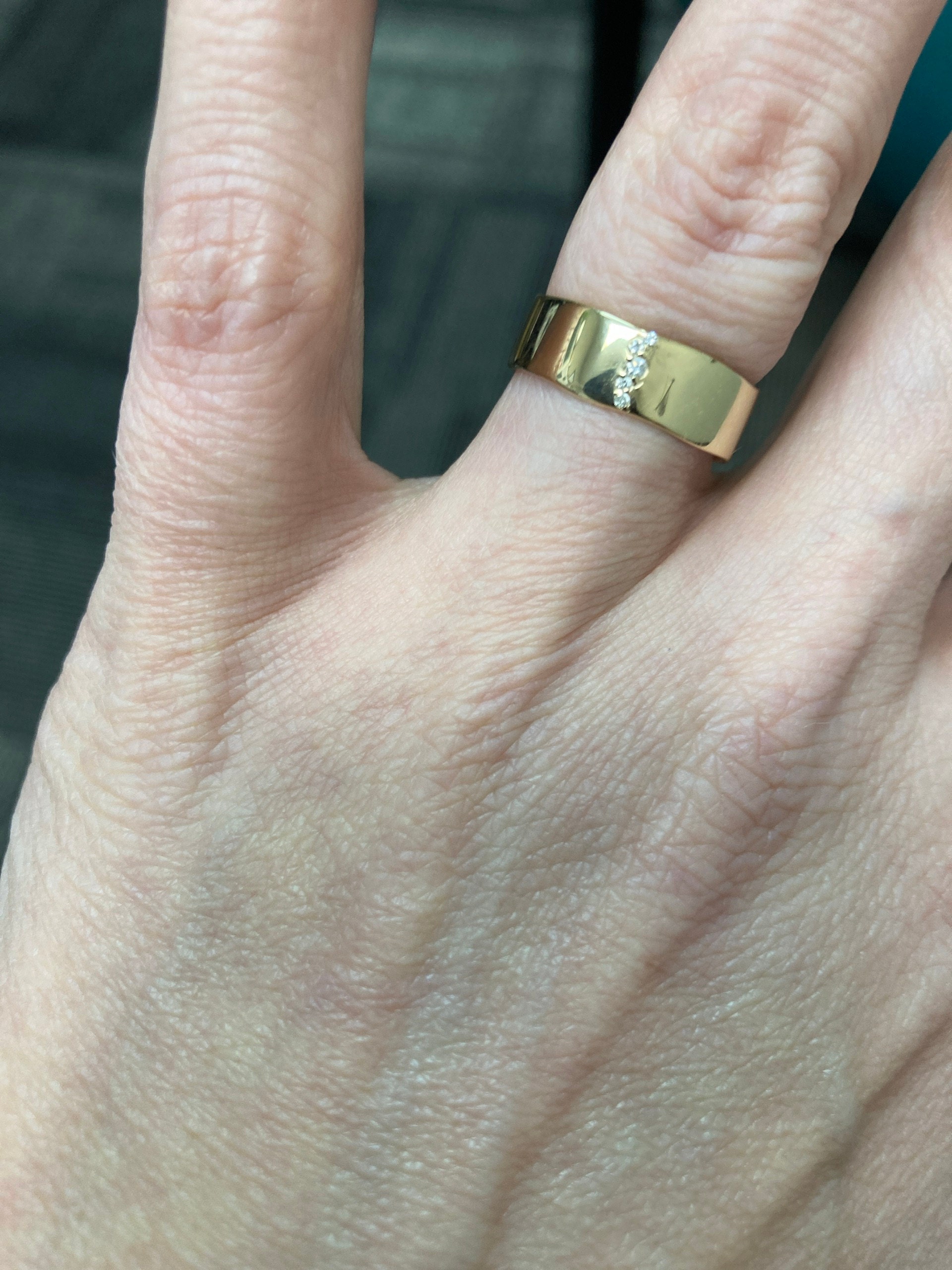 Wavy Wedding Band, Solid  Line Pave Ring, Tiny Diamond Cluster Band, Thick Band  Ring,Women Men Wedding Ring,Wide  Ring