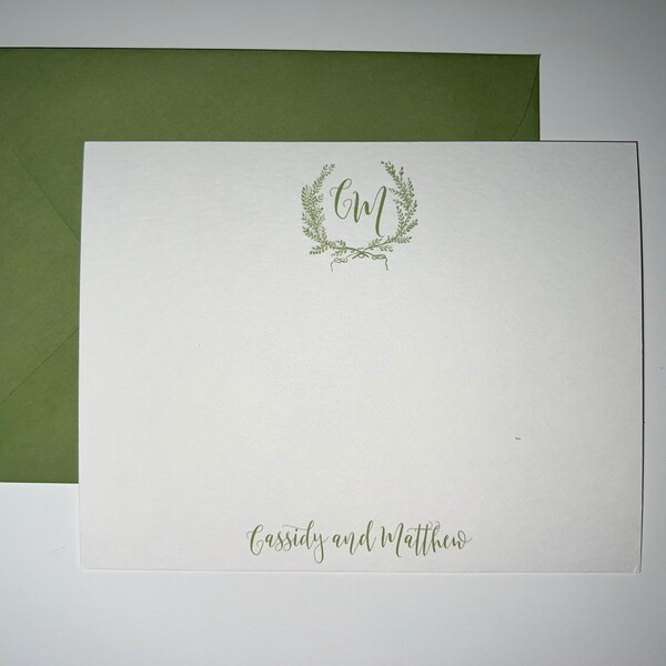 Monogram Stationary Monogrammed Note Card Personalized Note Cards Set ...