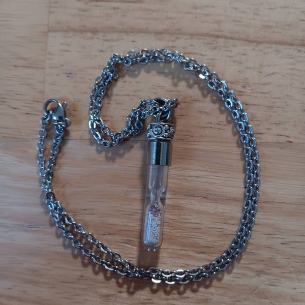 Hourglass Cremation Urn Necklace - Memorial Keepsake Jewelry For Ashes (with Filling Kit)