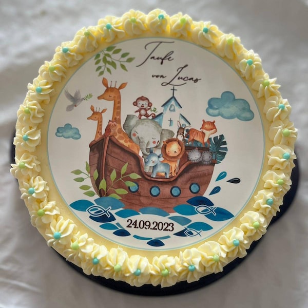 Tortenaufleger Taufe ARCHE NOAH Fondant Junge Kind | Kuchen Aufleger ...