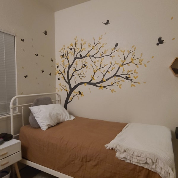 Wall Decal Large Tree Decals Huge Tree Decal Nursery With Birds White ...