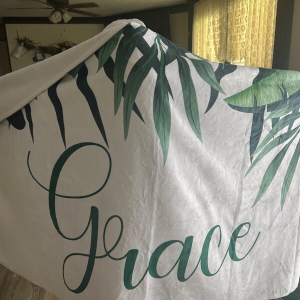 Personalized Beach Towel With Flowers - Monogrammed Bride Towel, 30"x60", Sand-Free, Perfect Bachelorette Gift