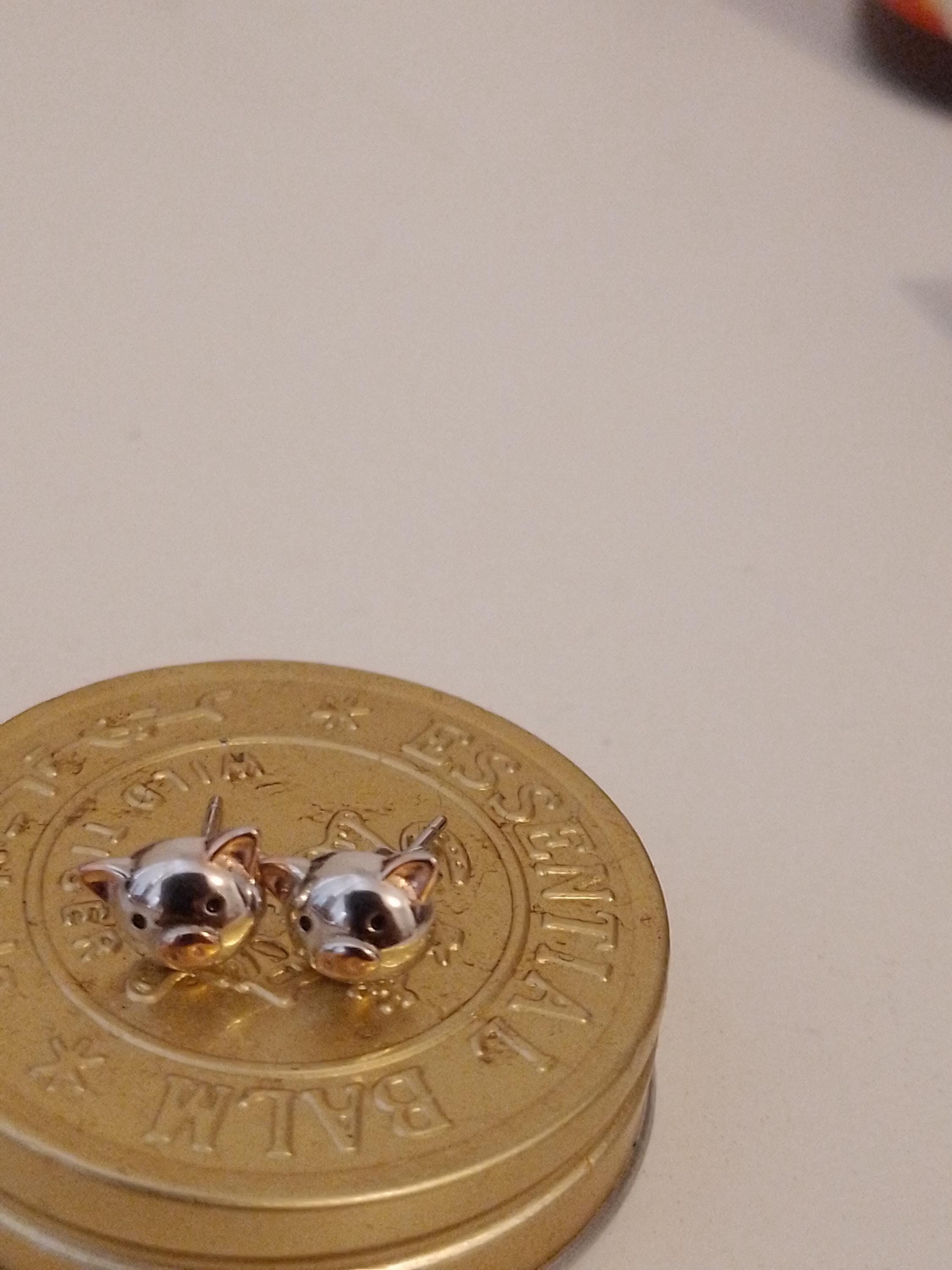 Cute Little Pig Stud Earrings in Sterling Silver - Silver and Rose Gold - Farm Animal Earrings - Whimsical and Pretty Jewellery