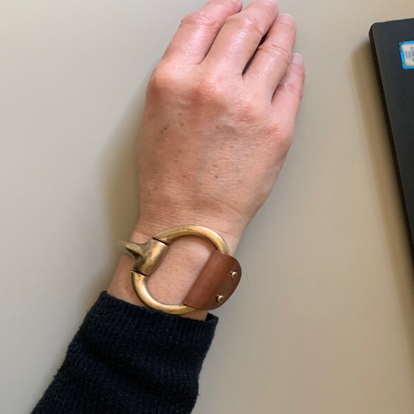 Bling Jewelry Bracciale Equestre In Pelle Rossa E Oro - Doppio Giro Con Morso Cavallo - 3