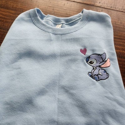 Disney's Lilo and Stitch, Stitch With a Heart Embroidered Crewneck ...