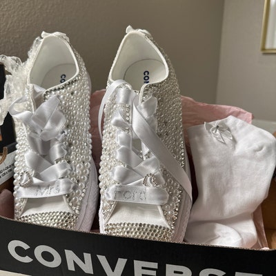Wedding Converse /bling and Pearl /.wedding Custom Converse / Bride ...