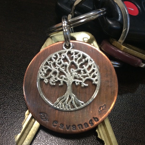 Family Tree Keychain-custom Handstamped Keychain-keepsake Family Tree ...