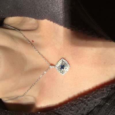 Cushion Morganite Pendant with a Halo of Diamonds main image 0
