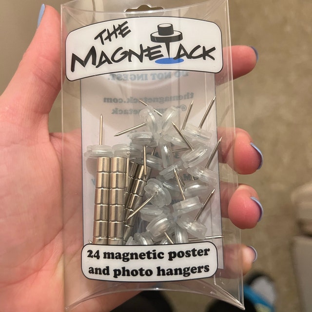 8-Pack of Magnetacks Magnetic Pushpin Poster and Photo Hangers for Walls to Hang Pictures and Posters Without Frames, Holes, or Damage