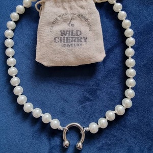 Punk Mens Pearl Necklace - Handmade - Machine Gun Kelly Punk Mens Pearl Necklace - Handmade - Machine Gun Kelly