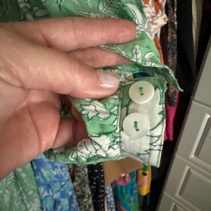 Green Retro Floral Printed Split Neck Maxi Cotton Dress