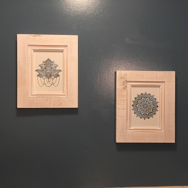 Set of 2 Prints of Blue Lotus Flower & Mandala Wall Art Print ...