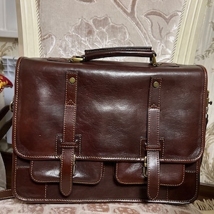 Leather Briefcasebrown Leather Briefcase Men Leather - Etsy