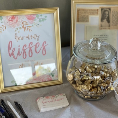 How Many Kisses for the Mr &amp; Mrs, Printable Game Sign and Answer Cards ...