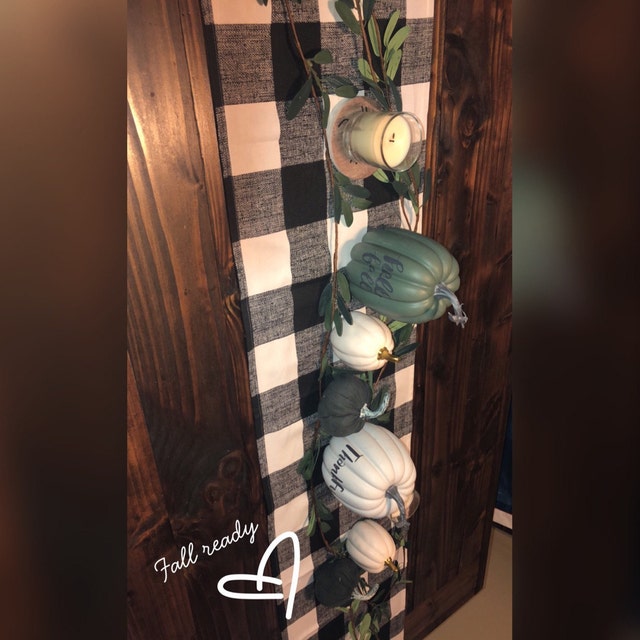 Black Table Runner 12 X 48 Plaid Buffalo Check Black Table Etsy